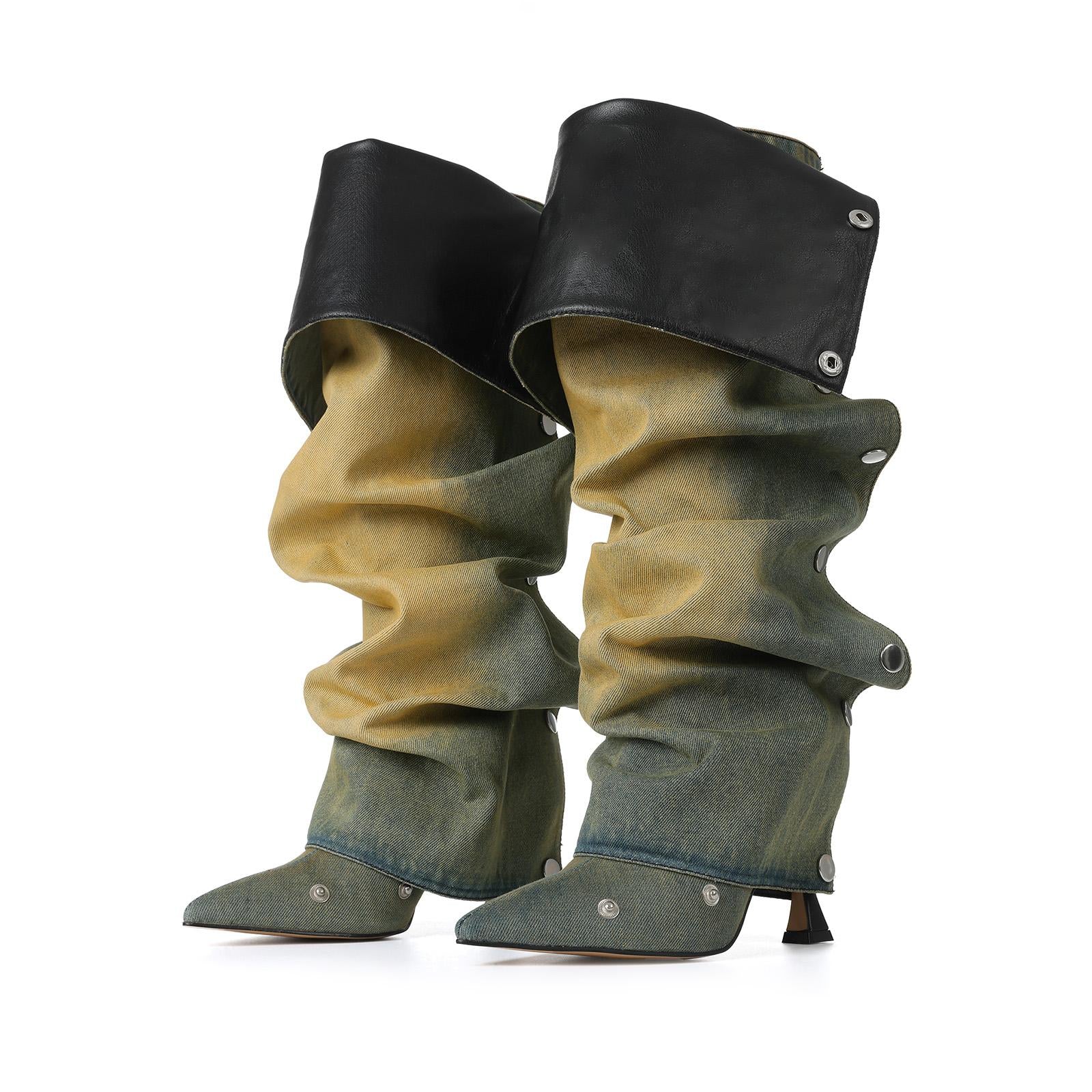 Slouchy Shark Knee High Boots for Women