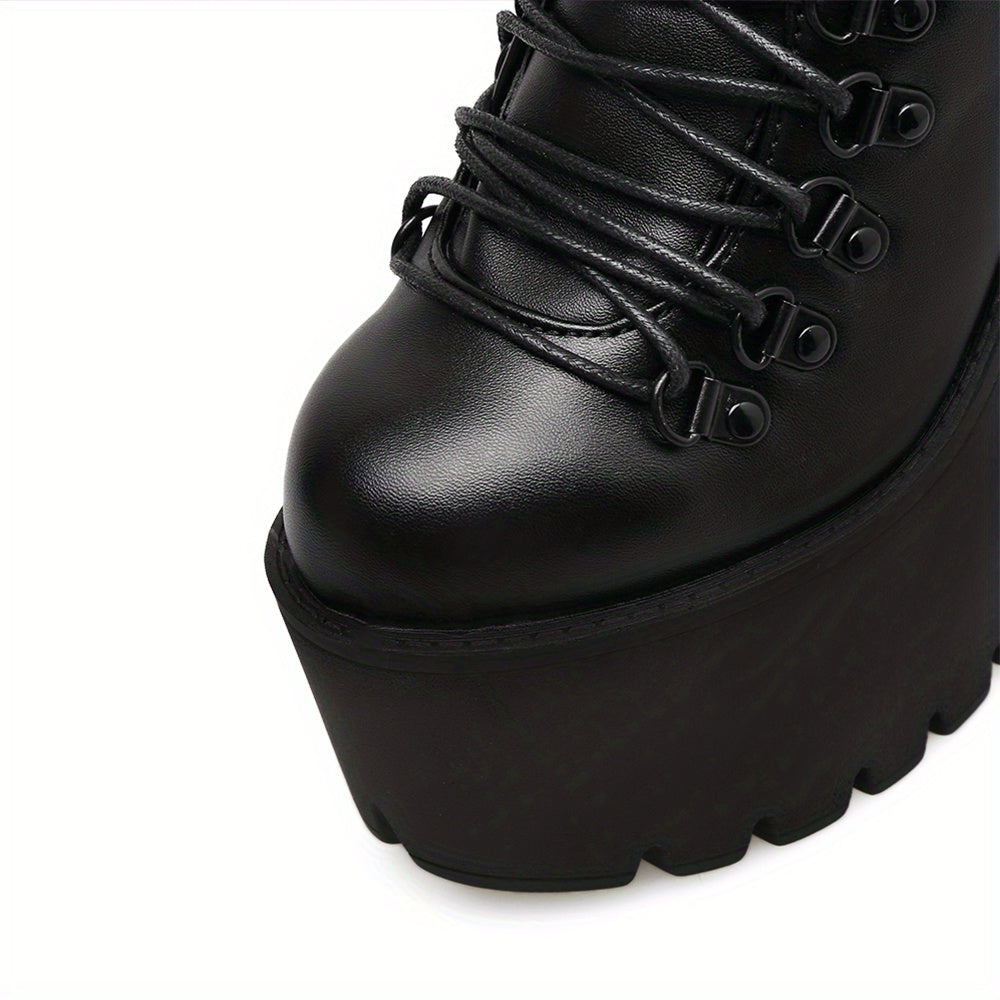 Women's Ankle Boots Platform Heel Punk Style Motorcycle Boots
