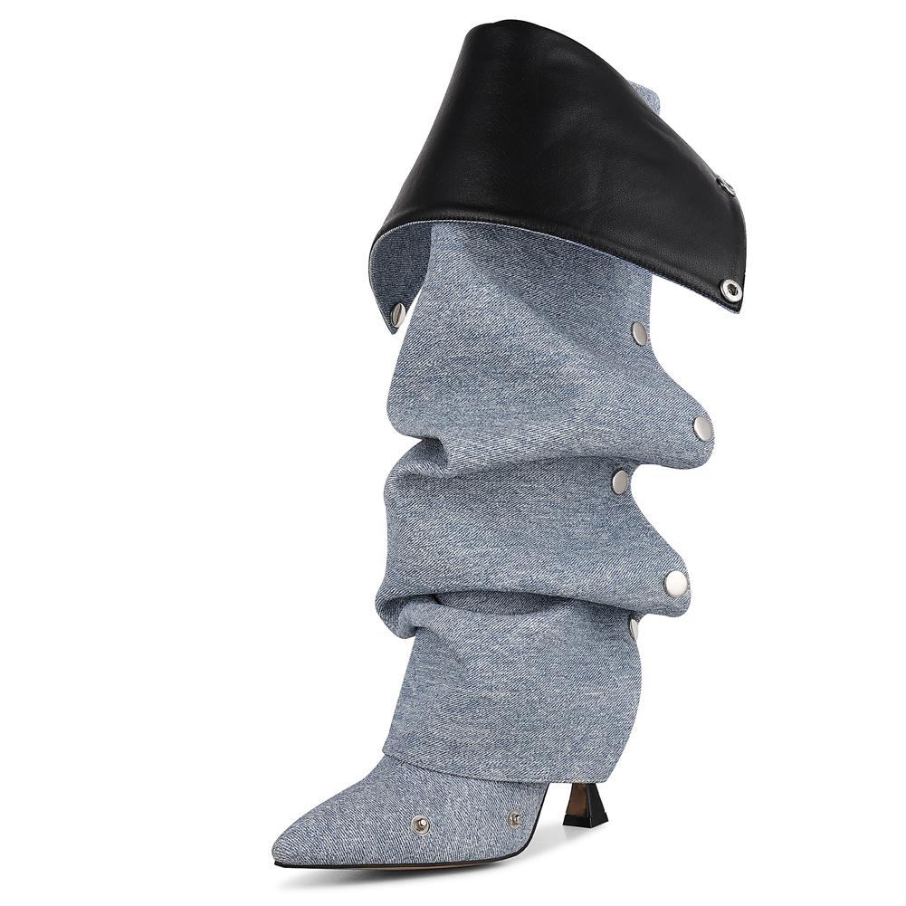 Slouchy Shark Knee High Boots for Women