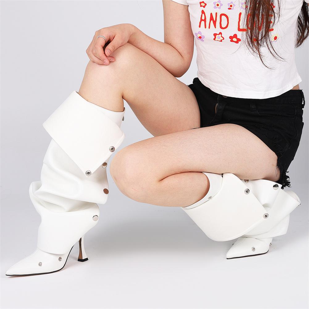 Slouchy Shark Knee High Boots for Women