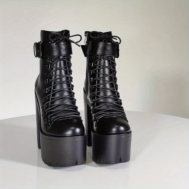 Women's Ankle Boots Platform Heel Punk Style Motorcycle Boots