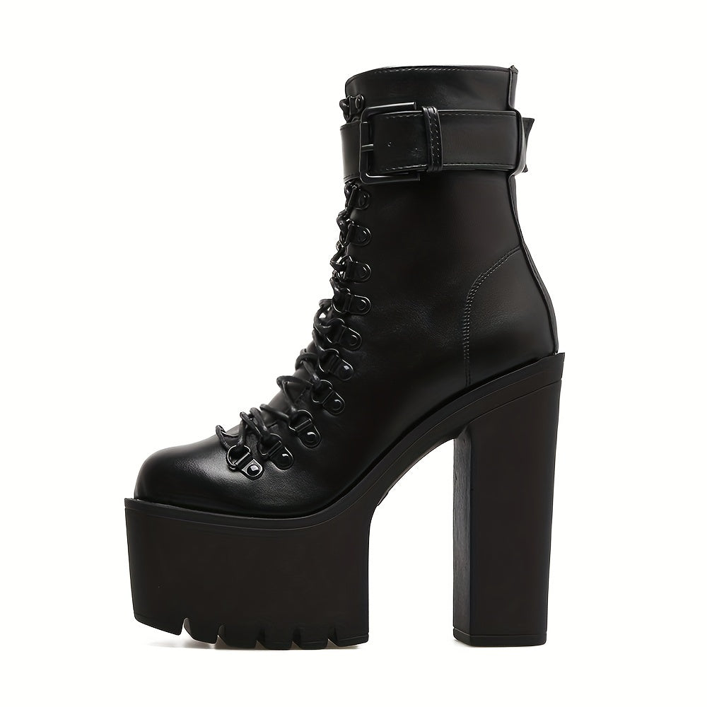 Women's Ankle Boots Platform Heel Punk Style Motorcycle Boots