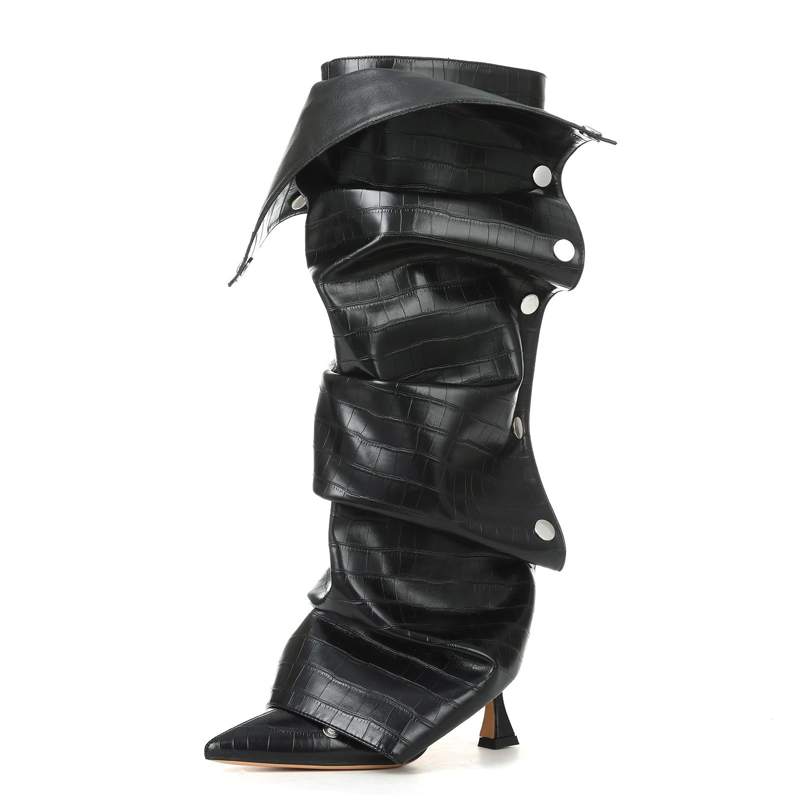 Slouchy Shark Knee High Boots for Women