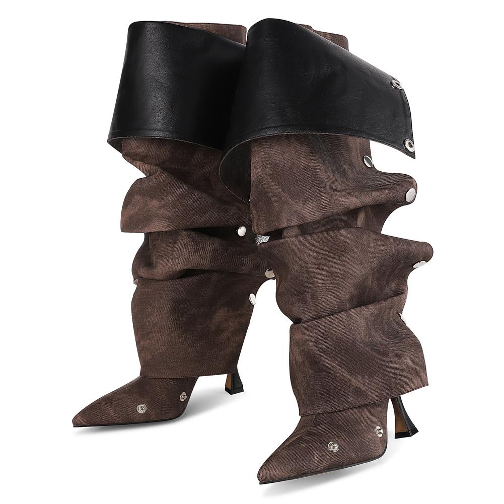 Slouchy Shark Knee High Boots for Women