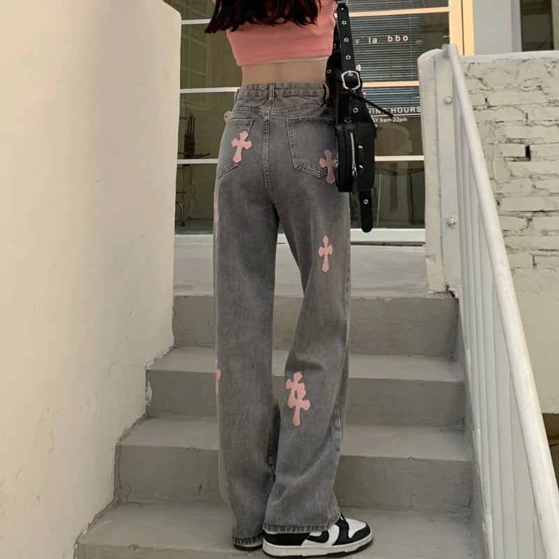 Vintage Straight Jeans Trousers for Women