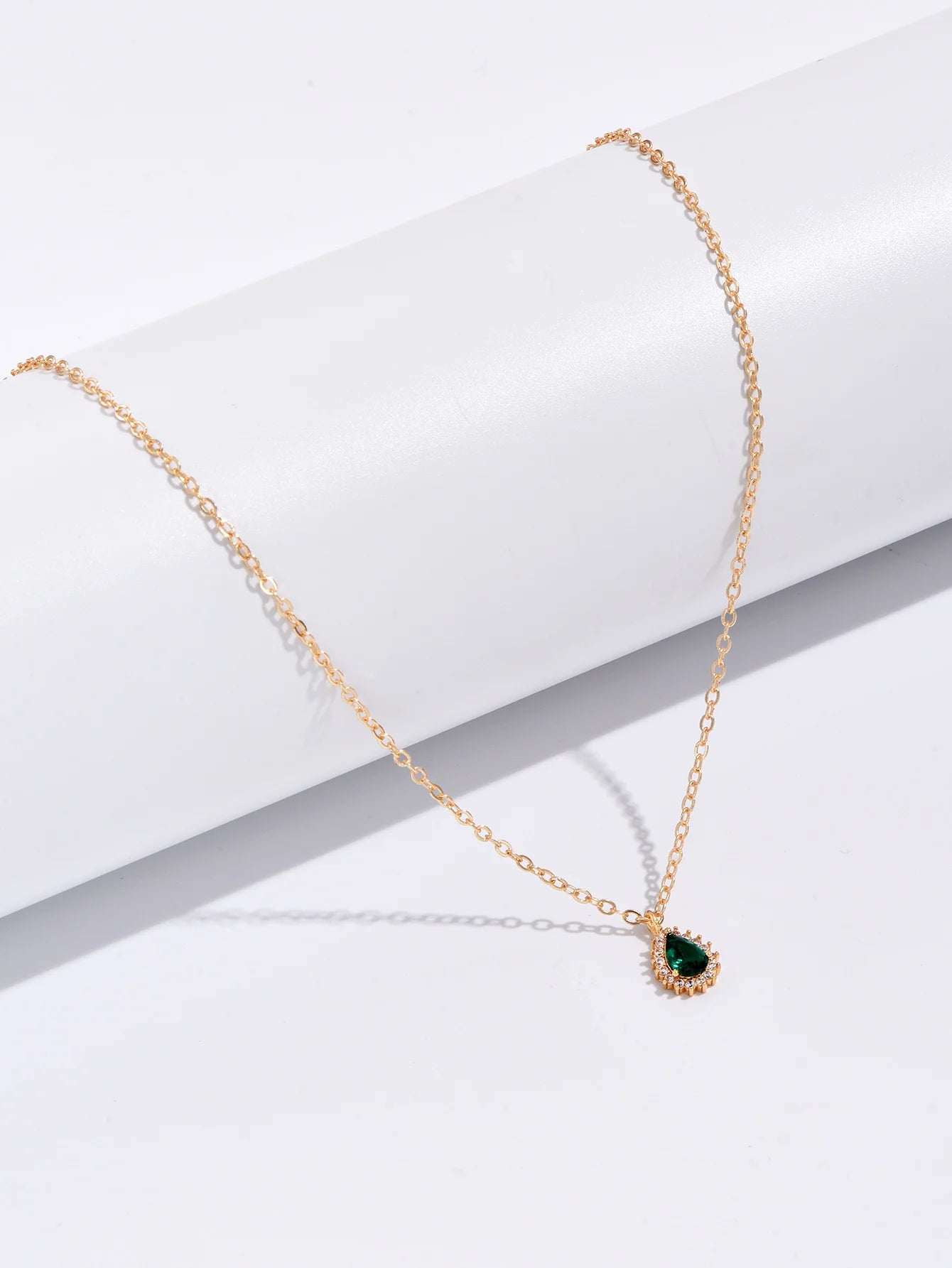 Trendy New Zircon Inlaid Water Drop Pendant Chain Necklaces for Women