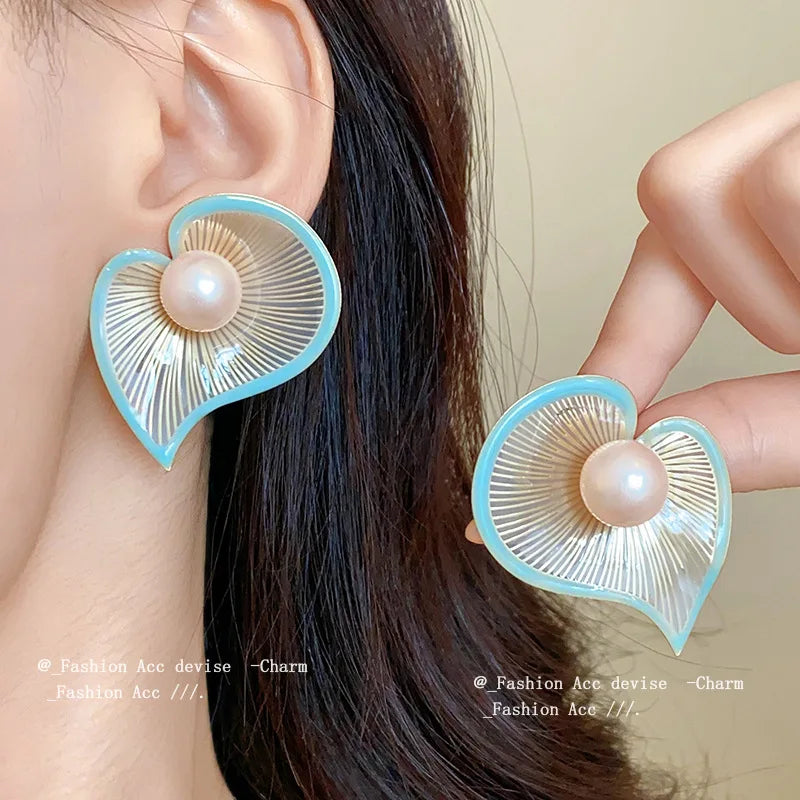 Vacation Style Pearl Exaggerated Earrings for Women