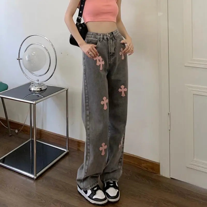 Vintage Straight Jeans Trousers for Women