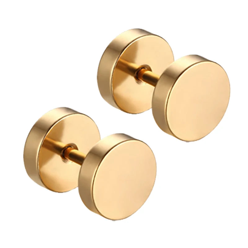 Multi Types Unisex Black Gold Color Stainless Steel Earring 1 Pairs