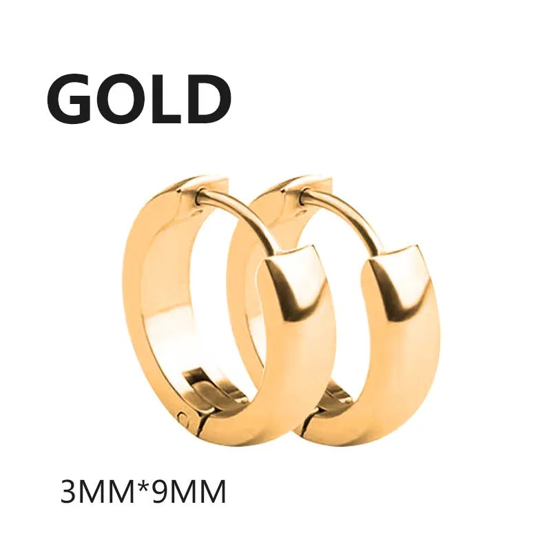 Multi Types Unisex Black Gold Color Stainless Steel Earring 1 Pairs