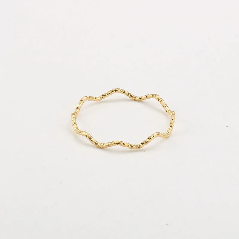 Stainless Steel Sea Wave Light Luxury Elegant Fashion Ring