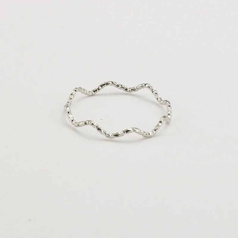 Stainless Steel Sea Wave Light Luxury Elegant Fashion Ring