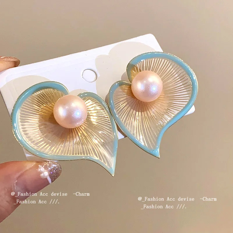 Vacation Style Pearl Exaggerated Earrings for Women