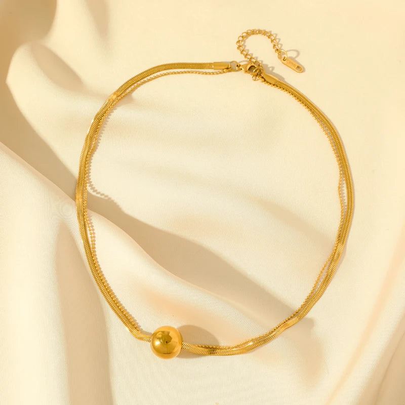 Stainless Steel Metal Gold Color Sun Pendant Necklace for Women