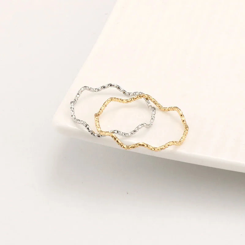 Stainless Steel Sea Wave Light Luxury Elegant Fashion Ring