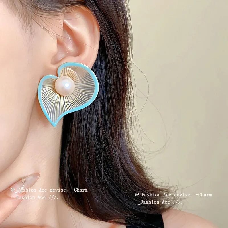 Vacation Style Pearl Exaggerated Earrings for Women