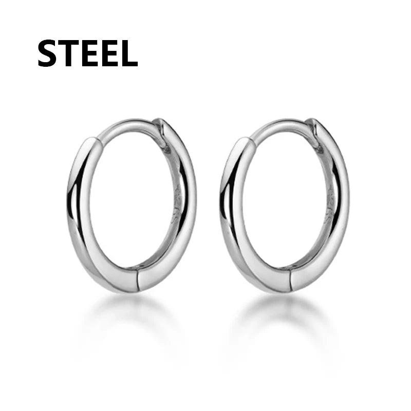 Multi Types Unisex Black Gold Color Stainless Steel Earring 1 Pairs