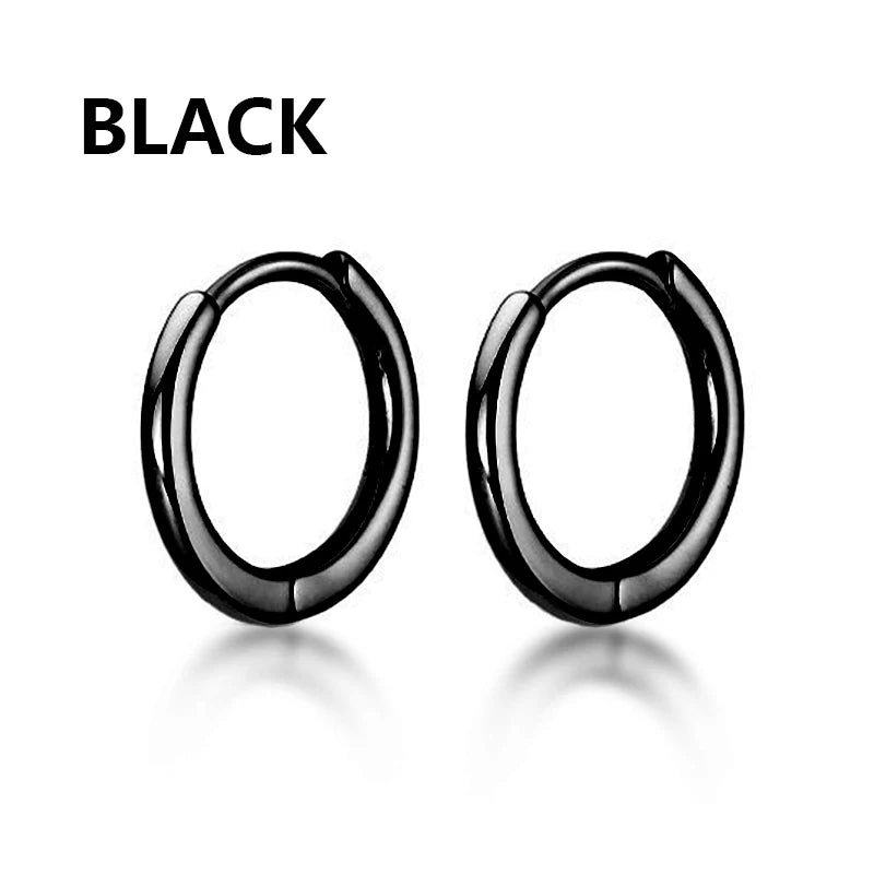 Multi Types Unisex Black Gold Color Stainless Steel Earring 1 Pairs