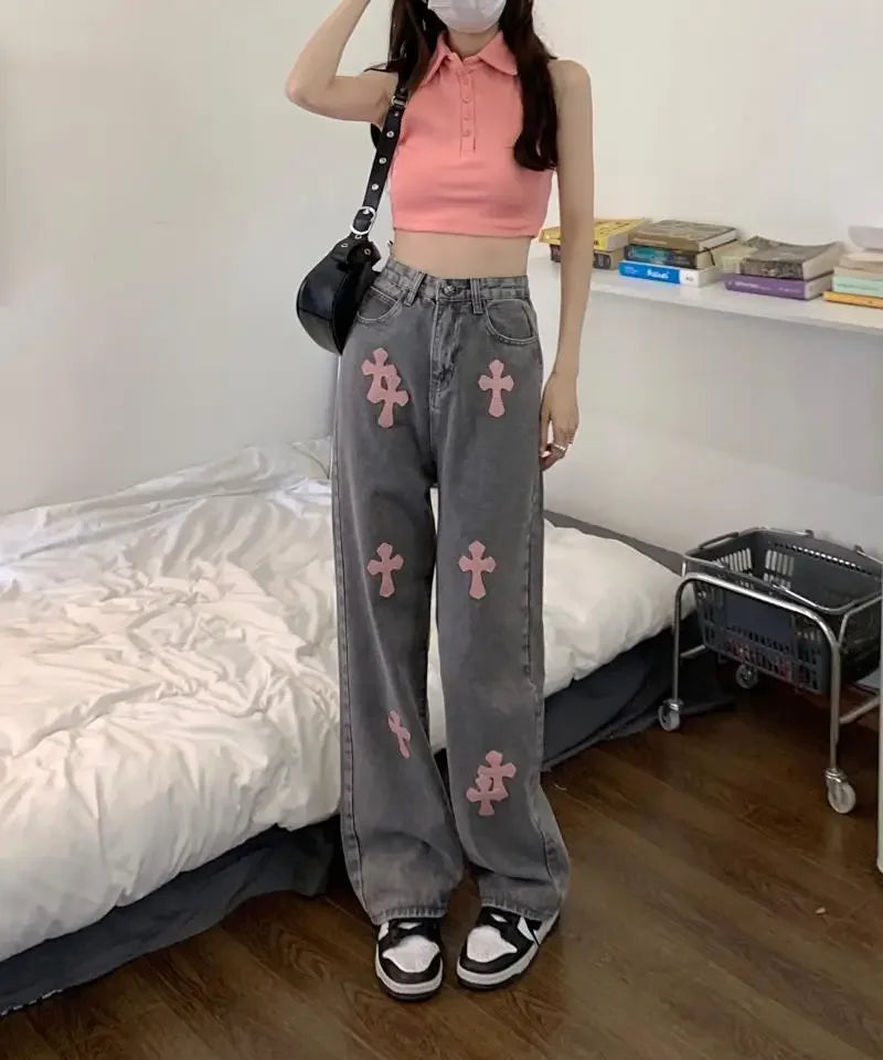 Vintage Straight Jeans Trousers for Women