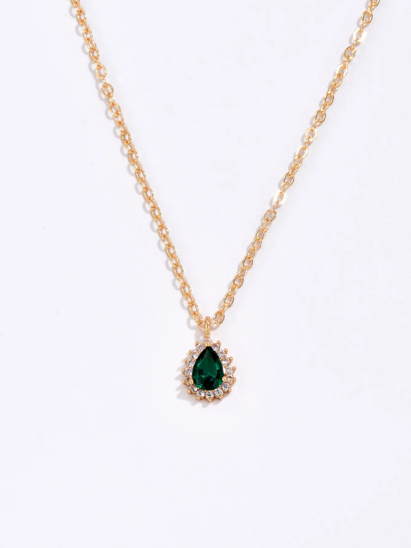 Trendy New Zircon Inlaid Water Drop Pendant Chain Necklaces for Women
