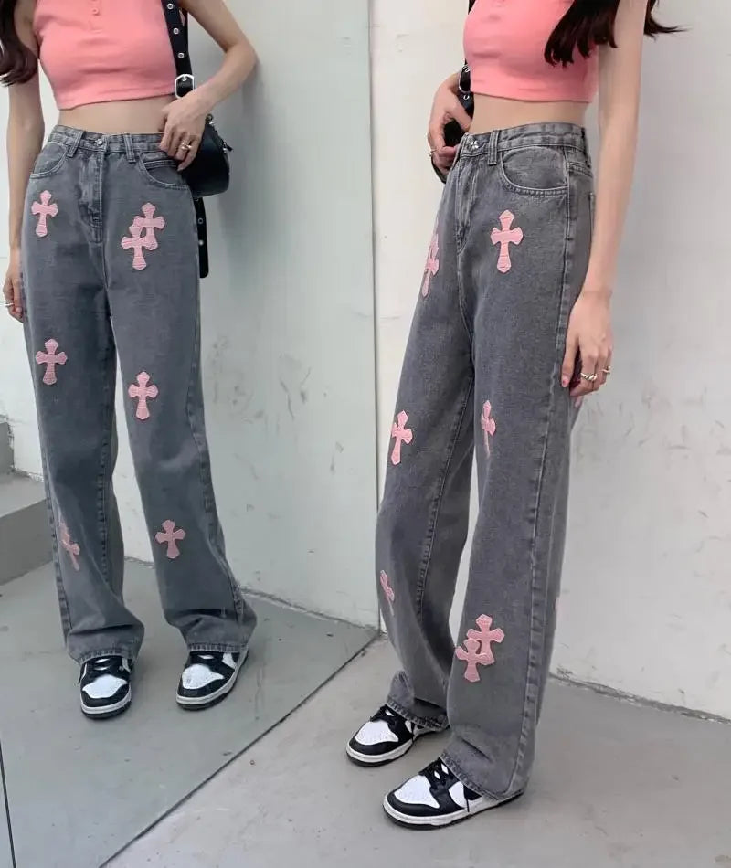 Vintage Straight Jeans Trousers for Women