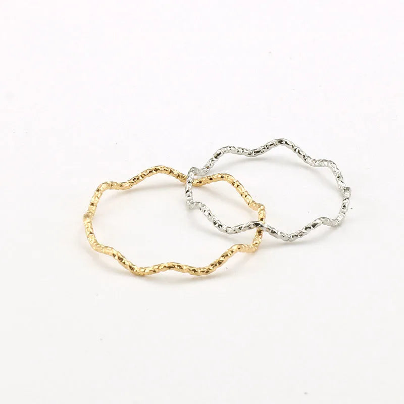 Stainless Steel Sea Wave Light Luxury Elegant Fashion Ring