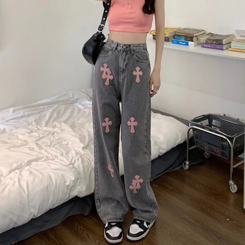 Vintage Straight Jeans Trousers for Women