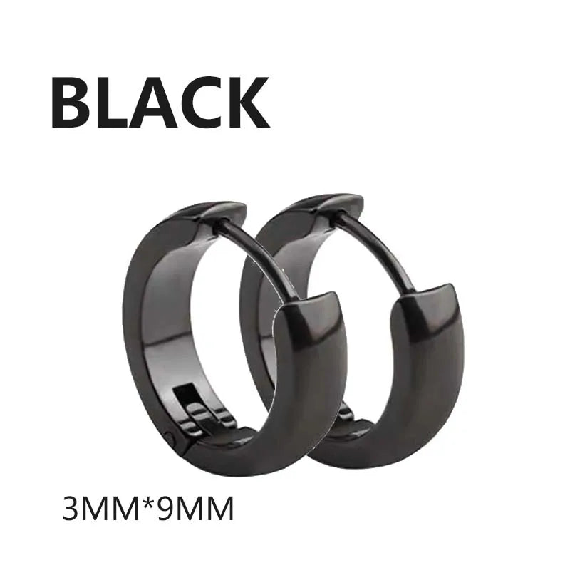 Multi Types Unisex Black Gold Color Stainless Steel Earring 1 Pairs