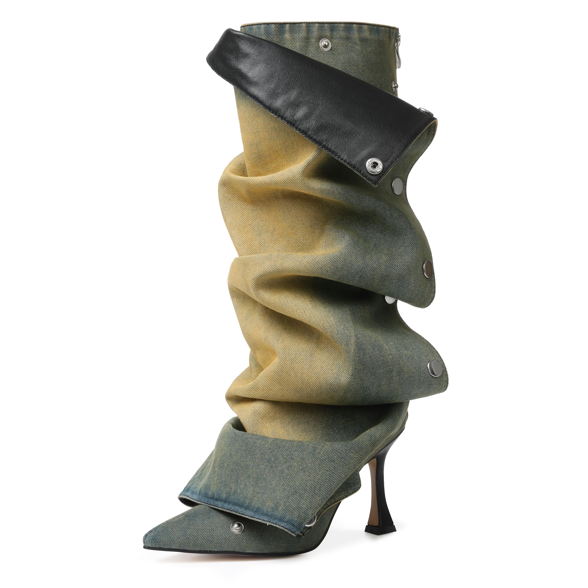Slouchy Shark Knee High Boots for Women