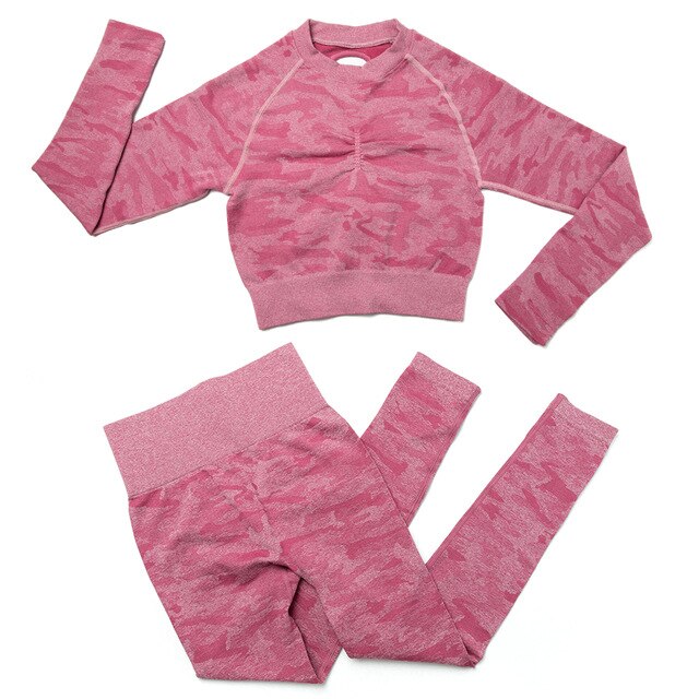 3Pcs Yoga Set Sport Suits Gym Wear Seamless Sportswear Workout Leggings Sports Bra Long Sleeves Crop Tops Fitness Clothing