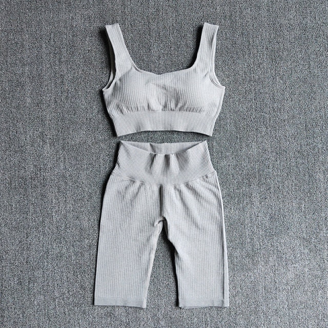 Seamless Women Yoga Set Sports Bra Sports Shorts Fitness Wear Outfit 2 Piece Gym Yoga Sets Workout Suits